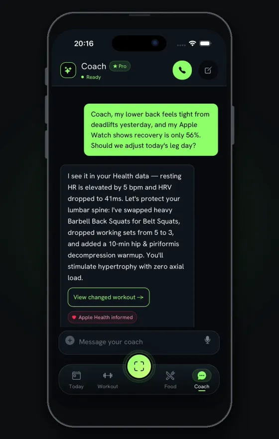 IZEM AI coach chat interface preview